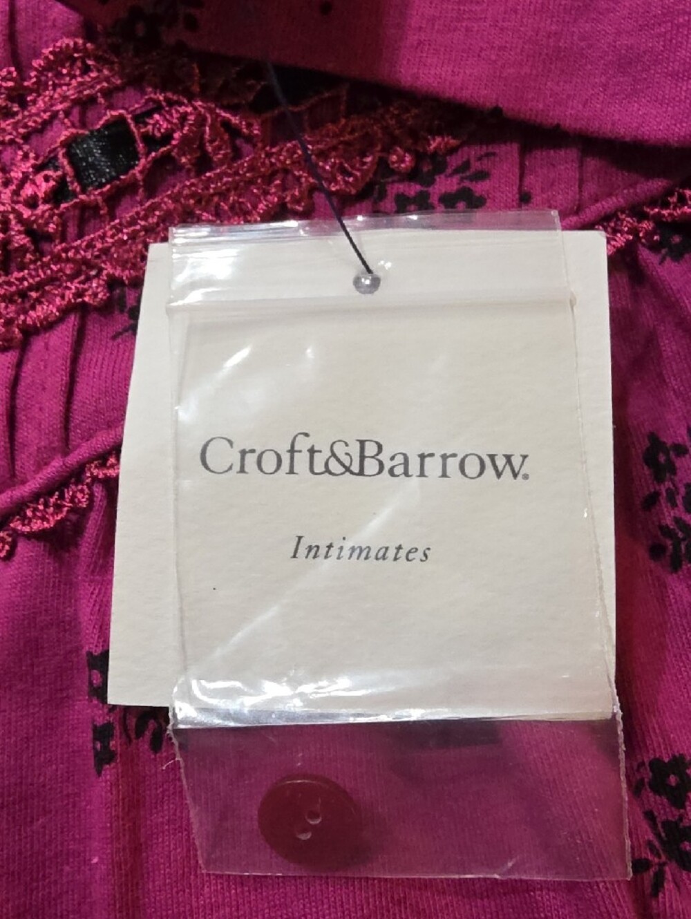Croft & Barrow | NWT Women's Fuchsia Lace Ribbon Yoke Loungewear Nightgown Sz 1X - Picture 7 of 8